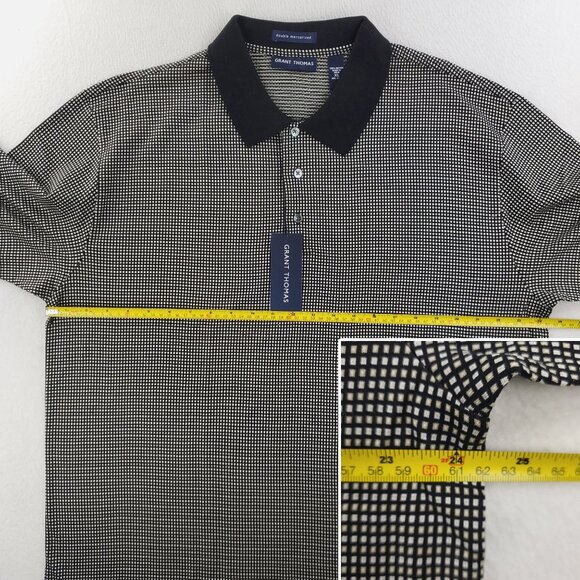 Grant Thomas Polo Shirt Double Mercerized Cotton Check Pattern Men's XL NWT - Picture 8 of 10